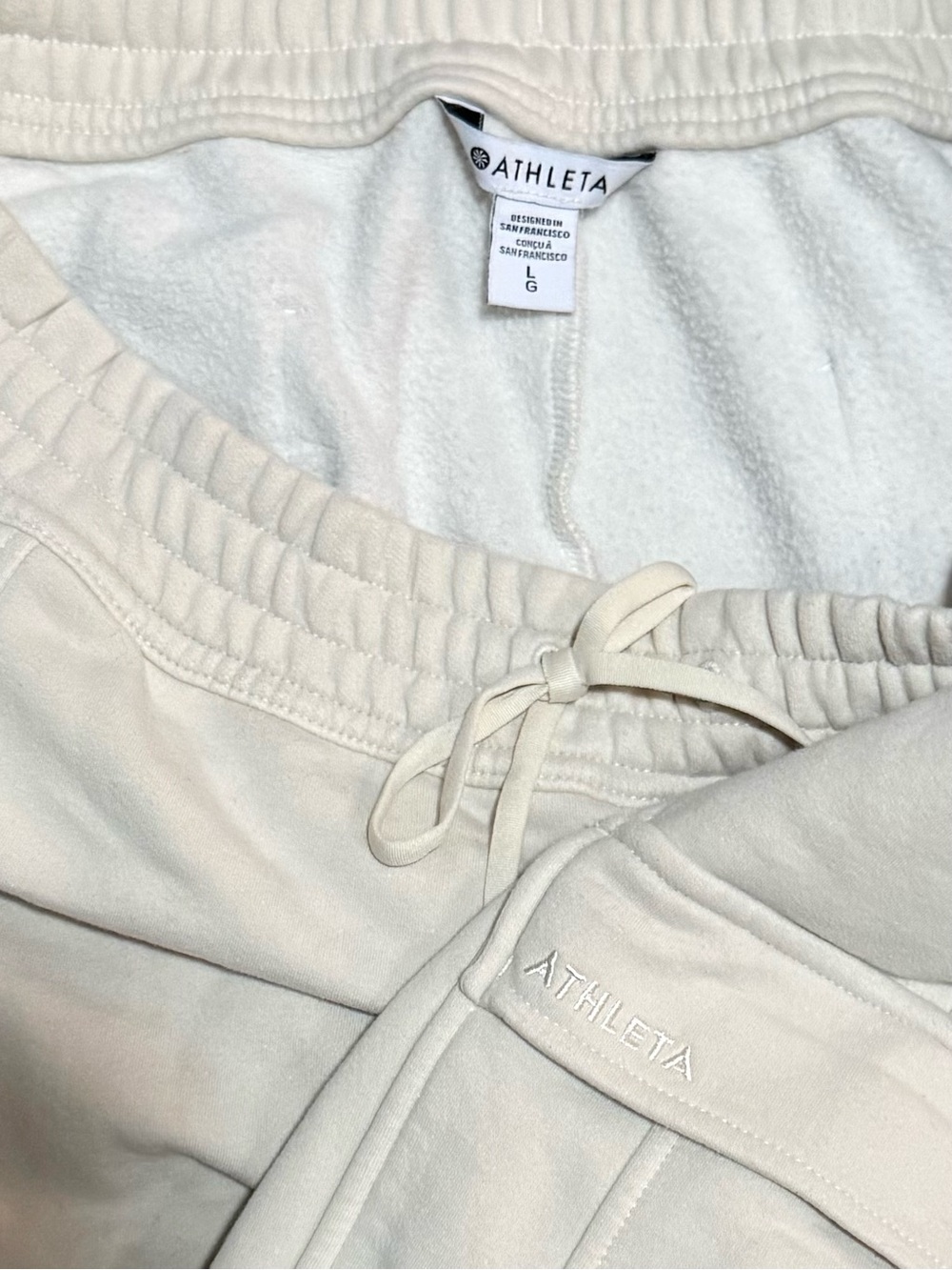 Athleta Women's Large White Sweat Pants Jogging Workout Yoga Gym Lounge Stretch